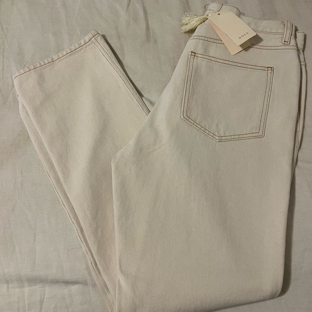 NWT DOEN Cream Colored High Waist Straight Leg Diana Jeans 29 💗